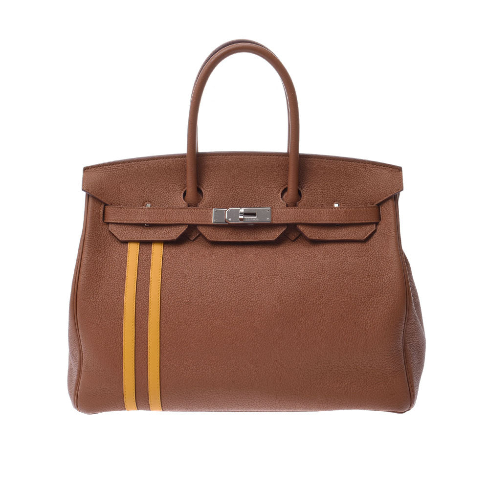 HERMES エルメス バーキン 35 オフィサー ゴールド シルバー金具 C刻印(2018年頃) ユニセックス トゴ ハンドバッグ ABランク 中古 