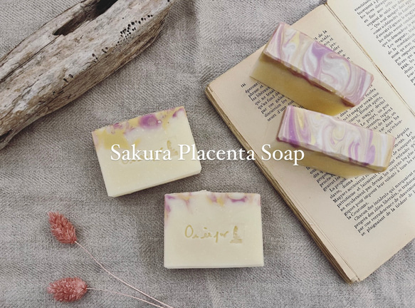 プラセンタ石鹸　Placenta Soap 春　ハンドメイド石鹸　【1個】