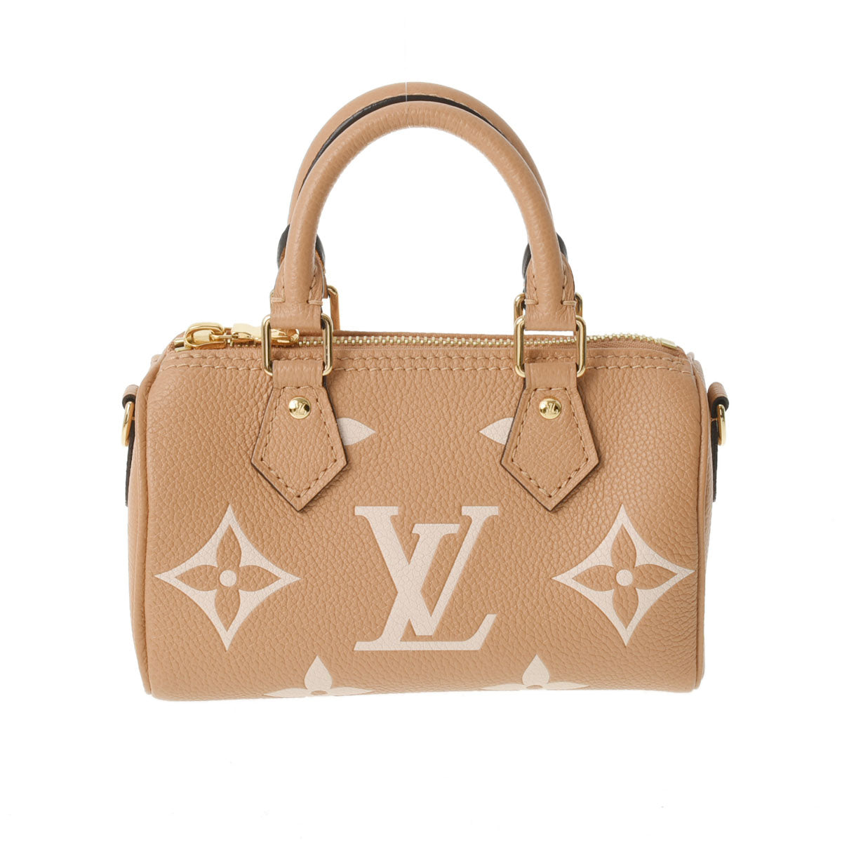 LOUIS VUITTON ルイヴィトン モノグラム アンプラント ナノスピーディ ベージュ M81457 レディース レザー ショルダーバッグ 新同 中古 