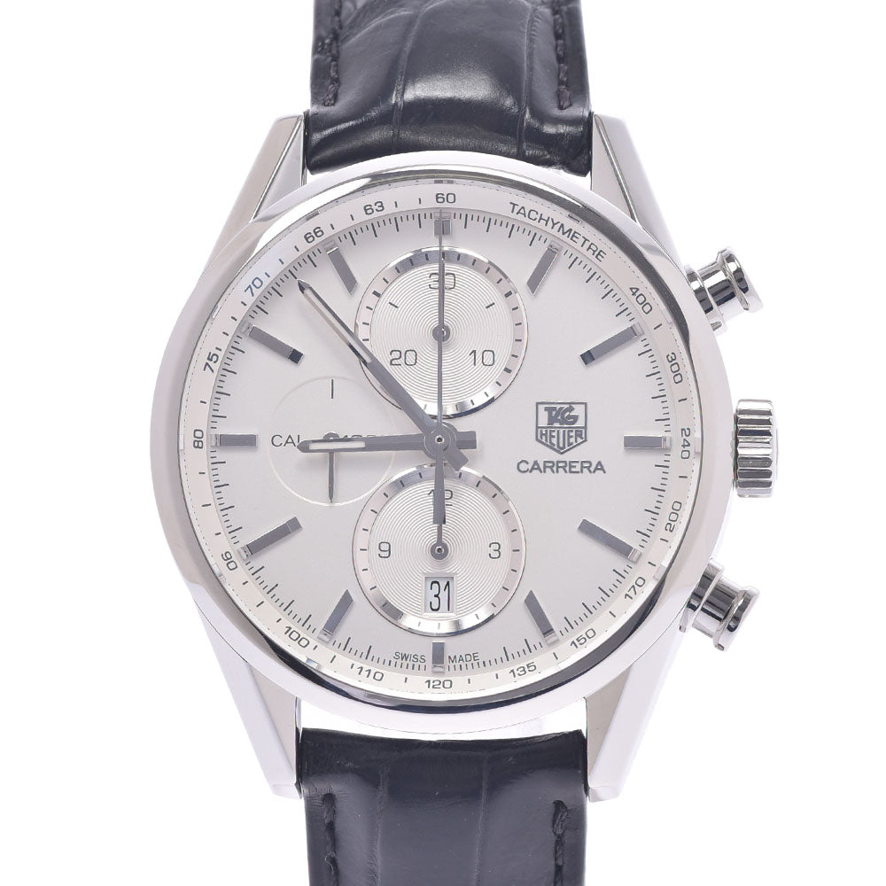 TAG HEUER タグホイヤー カレラ クロノグラフ キャリバー1887 CAR2111.FC626 メンズ SS/革 腕時計 自動巻き シルバー文字盤 Aランク 中古 