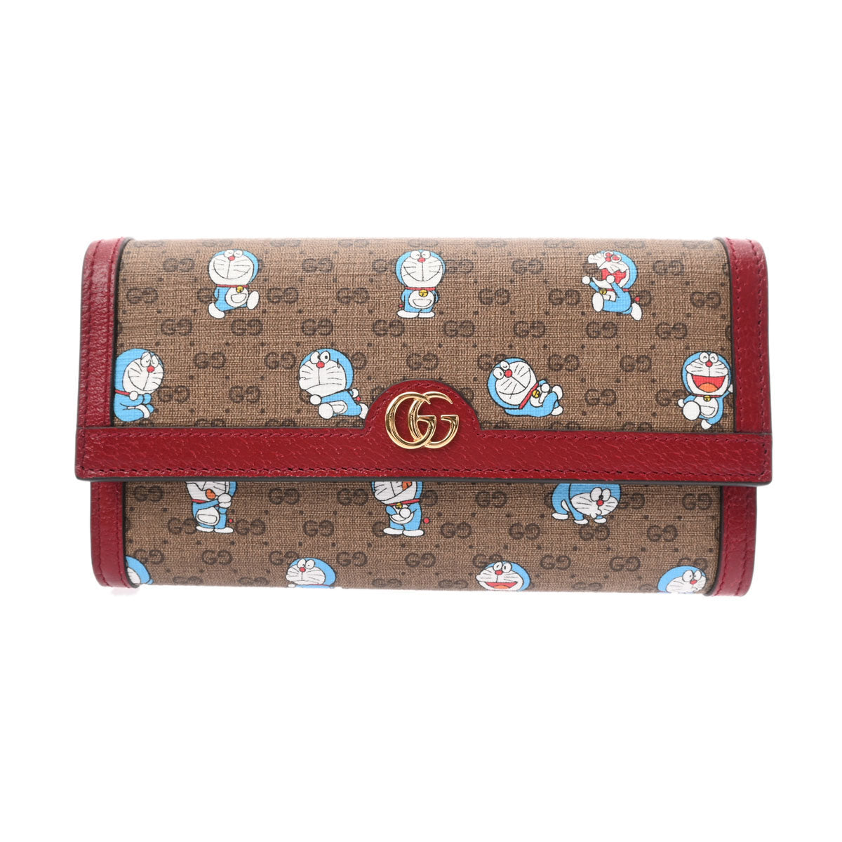 GUCCI グッチ ドラえもんコラボ ベージュ/レッド ゴールド金具 647786 レディース GGスプリームキャンバス レザー 長財布 未使用 