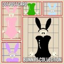 【4枚入り】bunnys collection【Dotデザイン風ポストカード】