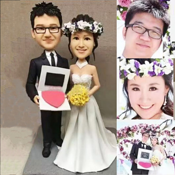 オーダーメイド お写真入から 3D 肖像画 似顔絵 人形 フィギュア 結婚祝い・周年記念日 夫婦 カップル  両親贈呈品