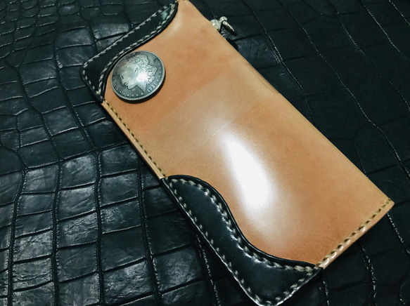 Gravy Leather 新喜皮革 コードバン×栃木レザー バイカー ウォレット ロング 馬革 長財布 総手縫い2