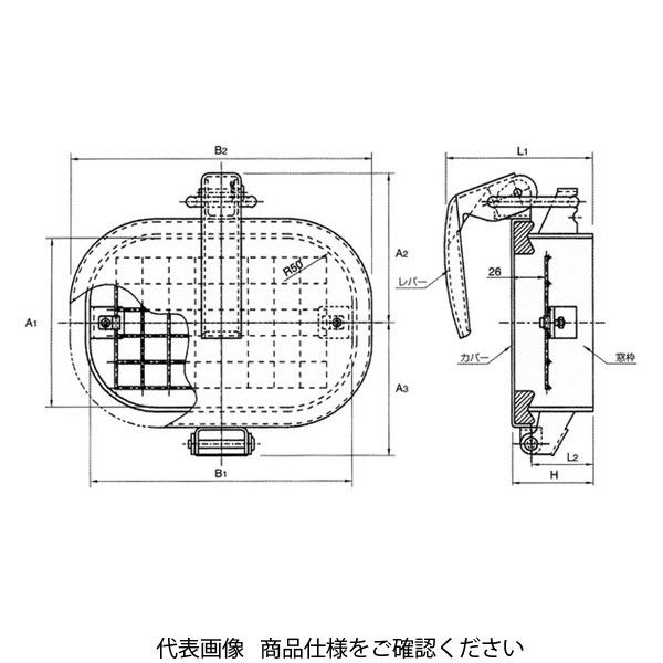 椿本バルクシステム ワンタッチ窓 基本形 網付タイプ（ボルト式） CMD-P1-GK 1個（直送品）