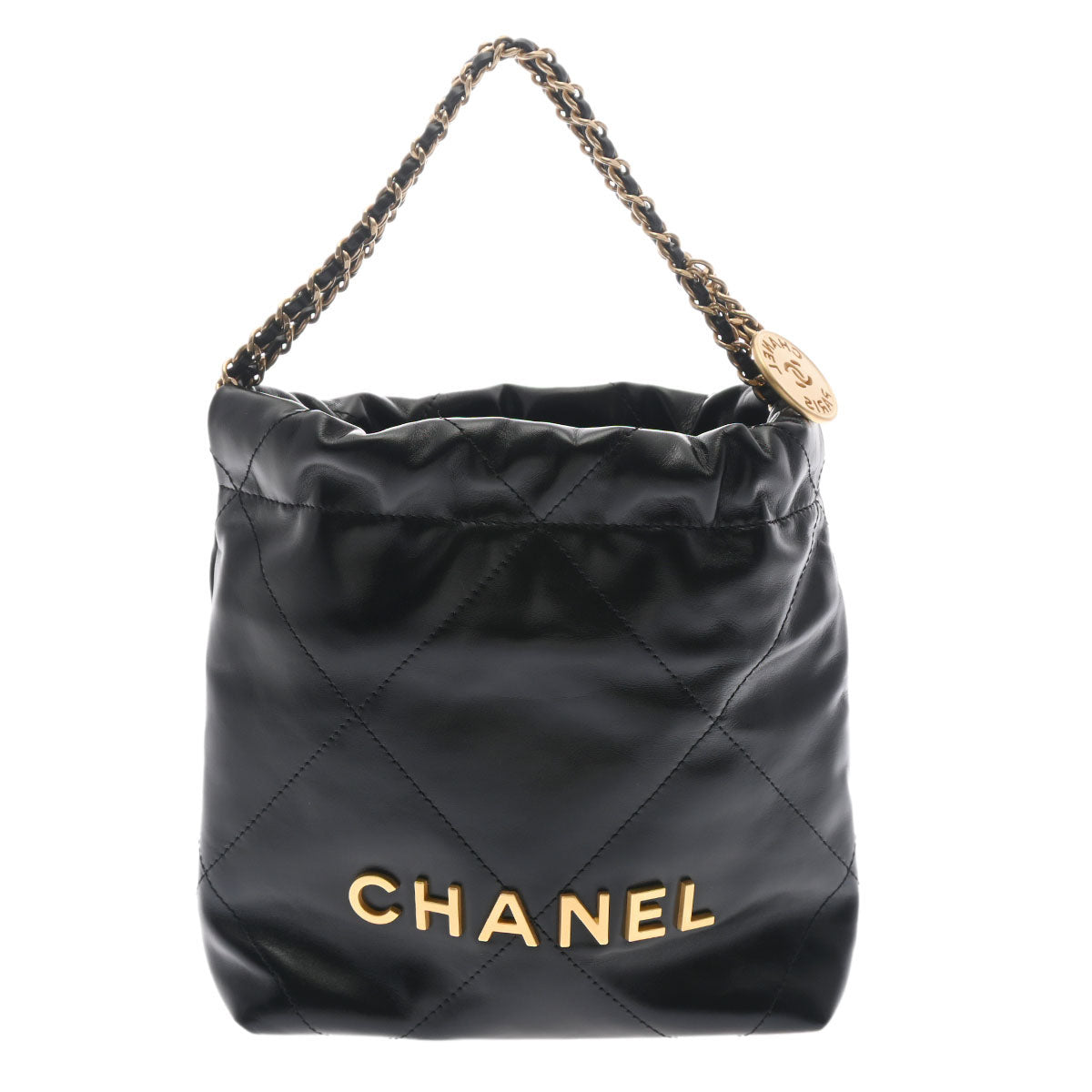 CHANEL シャネル シャネル22 ミニ ハンドバッグ 黒 ゴールド金具 AS3980 レディース カーフ 2WAYバッグ 新同 中古 