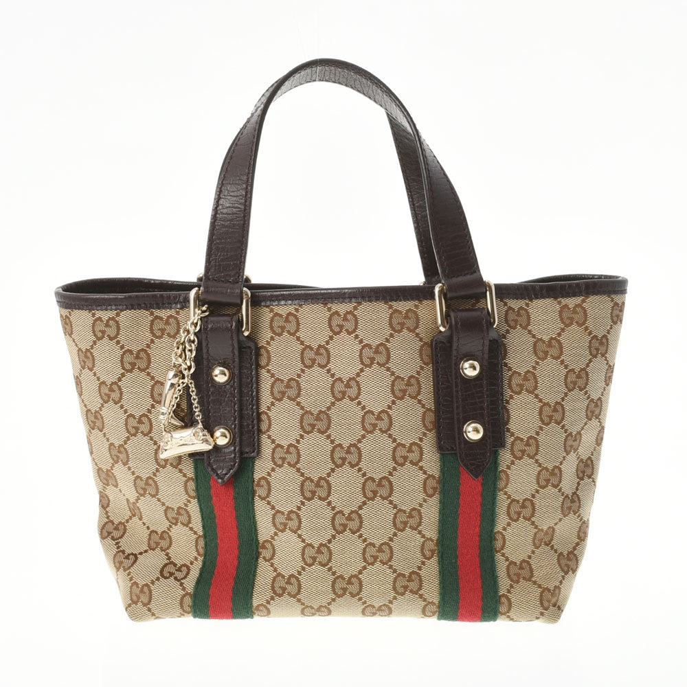 GUCCI グッチ ミニトート  ベージュ/茶 ゴールド金具 139261 レディース GGキャンバス レザー ハンドバッグ ABランク 中古 