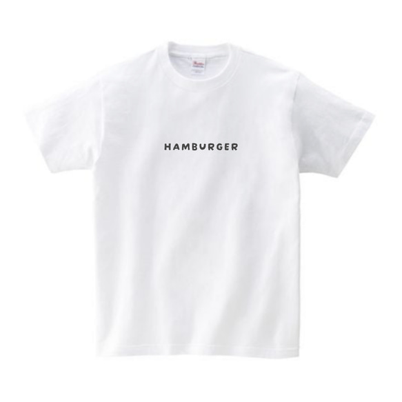 HAMBAGER ハンバーガー 食べ文字Tシャツ