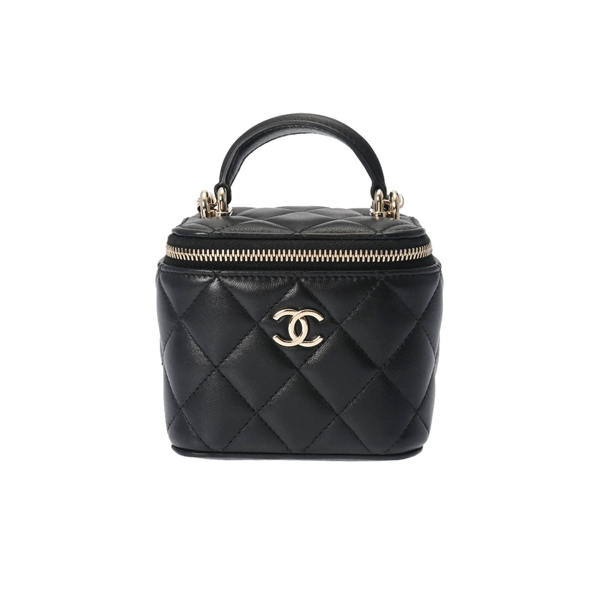 CHANEL シャネル スモールバニティ チェーンショルダー ブラック ゴールド金具 レディース ラムスキン ショルダーバッグ Aランク 中古 