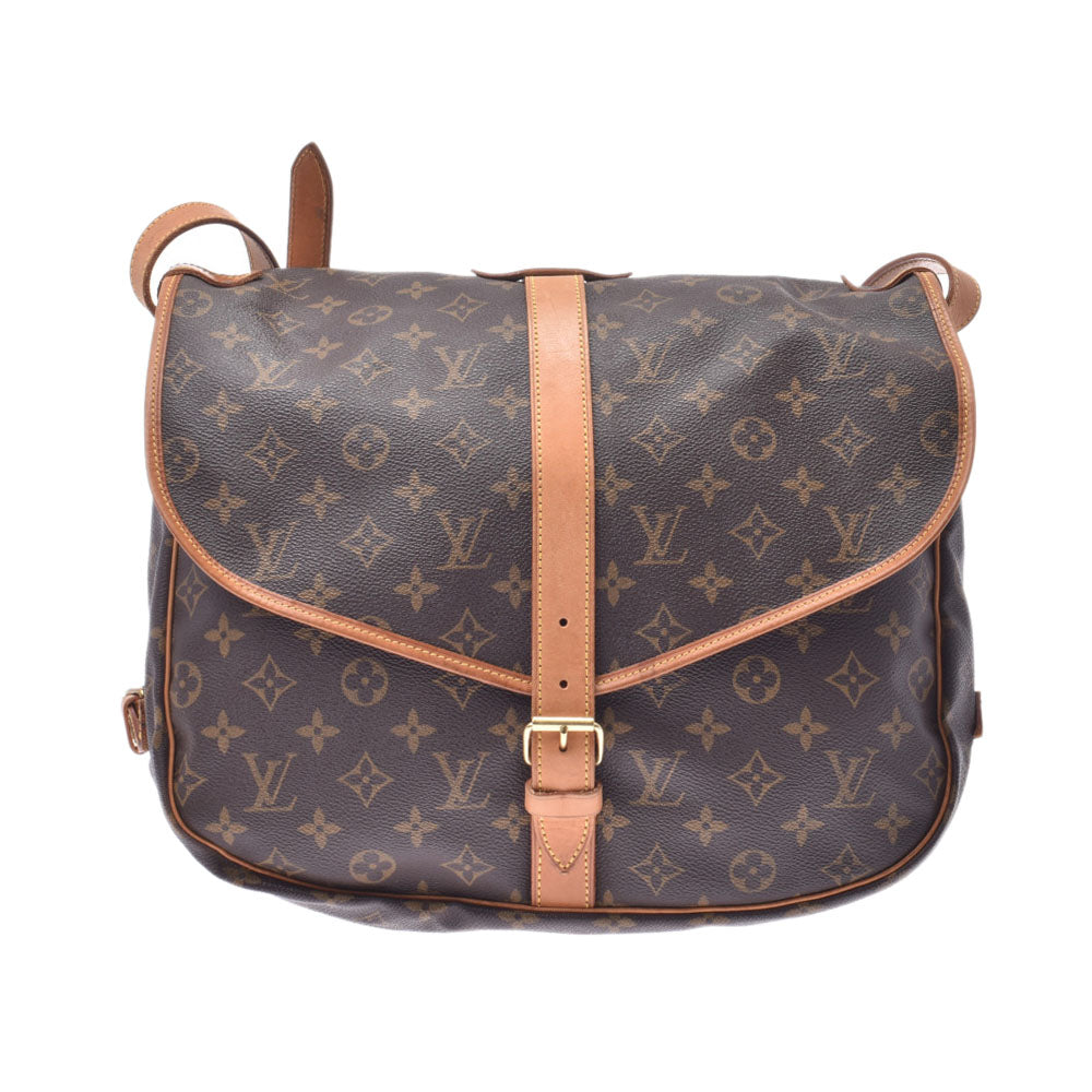 LOUIS VUITTON ルイヴィトン モノグラム ソミュール35 ブラウン M42254 ユニセックス モノグラムキャンバス ショルダーバッグ Bランク 中古 