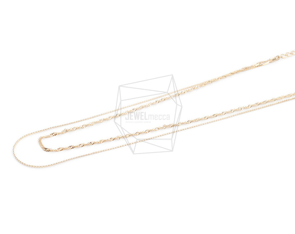 CHN-057-G【1個入り】ダブルネックレスチェーン,Two Chains necklace