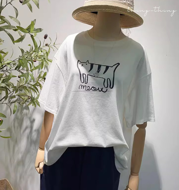 高品質ネコTシャツ　コットン 快適で着やすいtシャツ　綿ブラウス 　トーブス