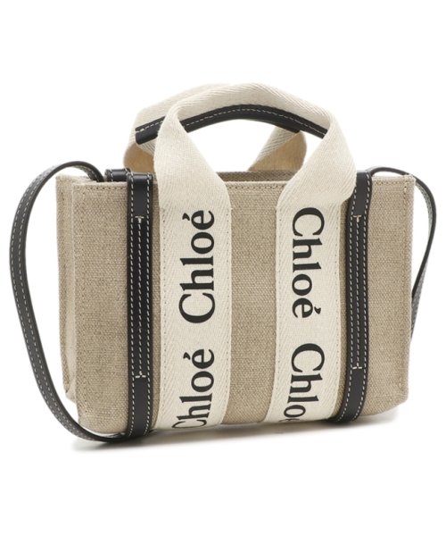 クロエ トートバッグ ショルダーバッグ ウッディ ミニバッグ ベージュ ネイビー レディース CHLOE CHC22AP237I26 91J