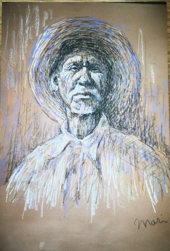 *絵画アート *A Man in New Mexico（95)インテリア 壁掛け 手描き  パステル画01