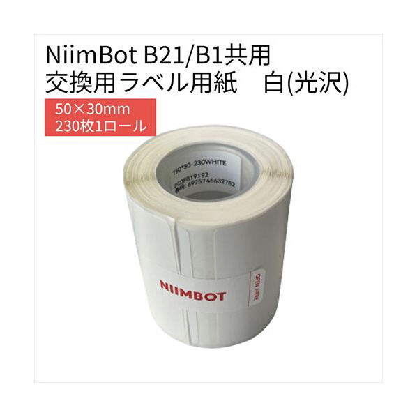 テイクワンテクノロジー B21/B1シリーズラベル 50×30mm･230枚 NIIMBOT 白・光沢 NIIMBOT-B21-BW1