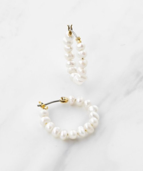 PEARL HOOP PIERCED EARRINGS 淡水バロックパール ピアス