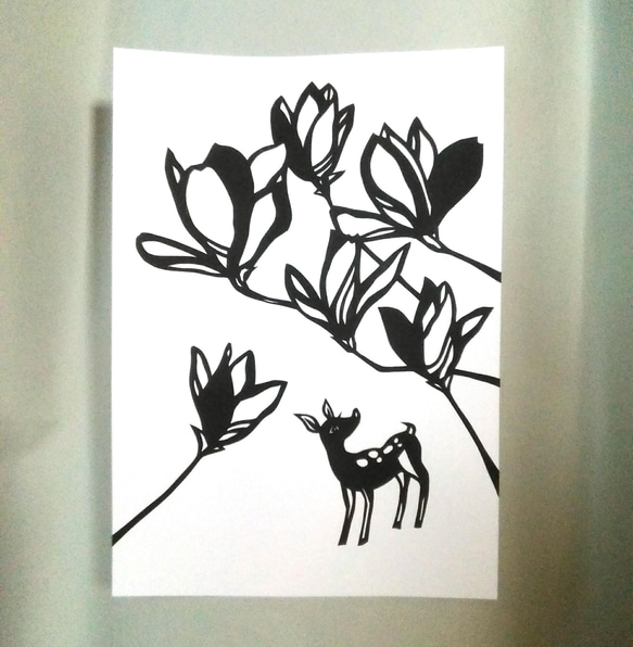 【切り絵】原画　A5サイズ　Magnolia