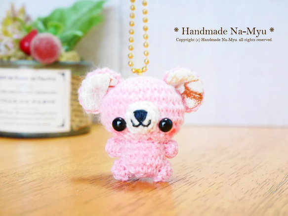 ★即日発送★fabric＆wool・ちびクマちゃん（約4cm）No.1／桜