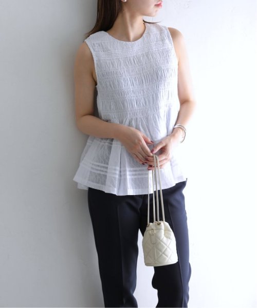 【ne Quittez pas/ヌキテパ 】Cotton Dobby Sleeveless Shirring Top