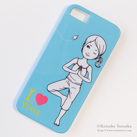 iPhoneケース／I LOVE YOGA (ブルー)