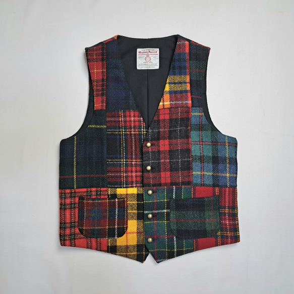 ハリスツイード パッチワーク ベスト タータンミックス Harris Tweed Patchwork Waistcoat