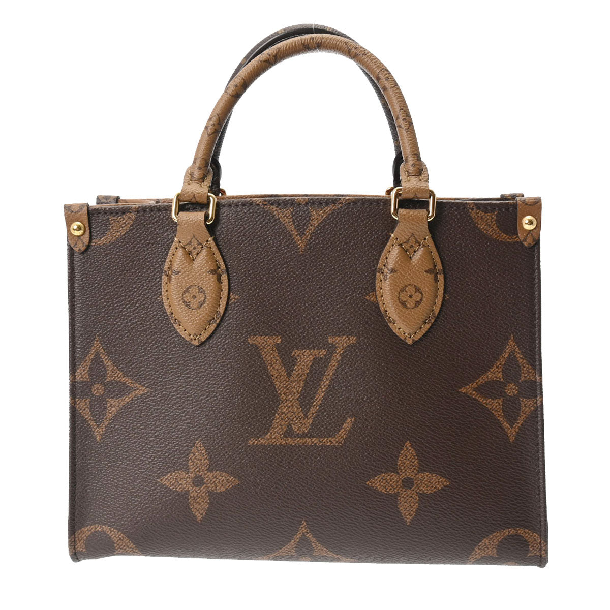 LOUIS VUITTON ルイヴィトン リバース オンザゴー PM ブラウン M46373 レディース モノグラムキャンバス ハンドバッグ 未使用 