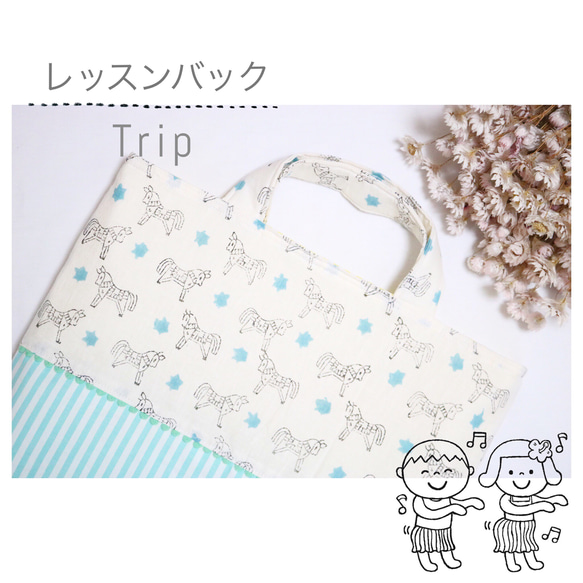 入園グッズのシンプルレッスンバッグ「 Trip 」