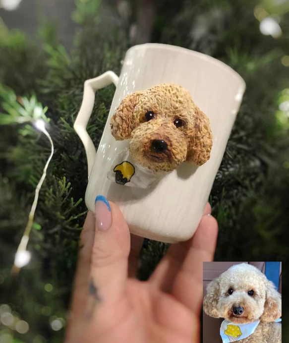 お写真入から コーヒーカップ うちの子 愛犬 愛猫 3D 似顔絵 肖像画 人形 コップ マグカップ フィギュア