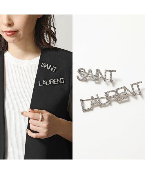 SAINT LAURENT ブローチ 586493 Y1526  ロゴ クリスタル