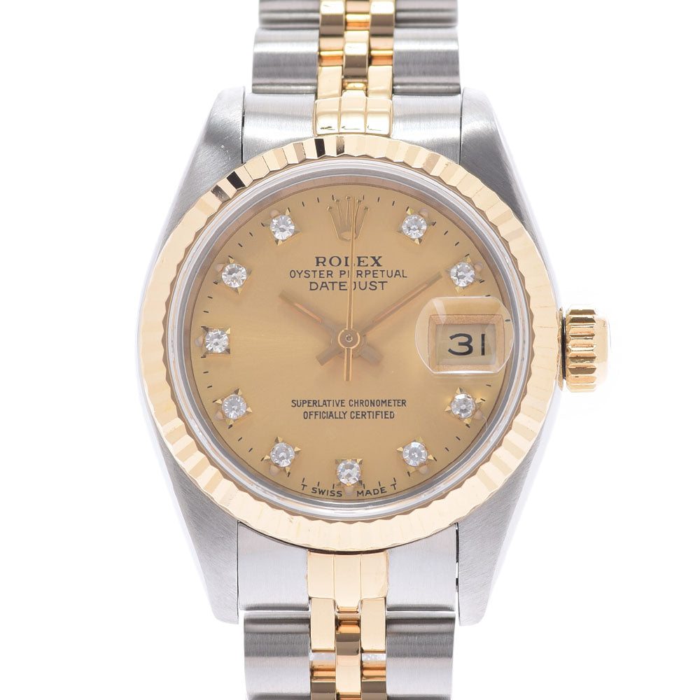 ROLEX ロレックス デイトジャスト 10Pダイヤ 69173G レディース YG/SS 腕時計 自動巻き シャンパン文字盤 Aランク 中古 