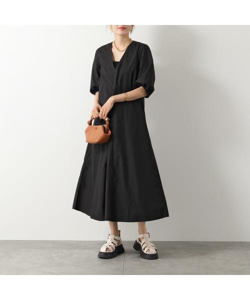 GANNI ワンピース Cotton Poplin V－Neck Long Dress F8826 6479