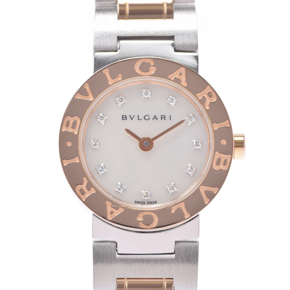 【2025カレンダーの人気アイテム】 BVLGARI ブルガリ ブルガリブルガリ 12Pダイヤ BBP23SG レディース SS/PG 腕時計 クオーツ ホワイトシェル文字盤 Aランク 中古 