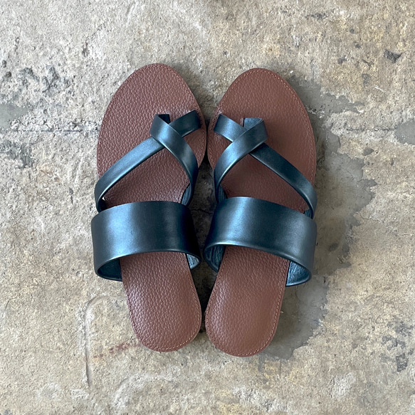 【new!】re-born sandals ver.shiny navy/フラットサンダル＊シャイニーネイビー