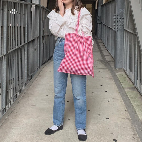 BASIC GINGHAM TOTE ( 14 COLORS ) 005