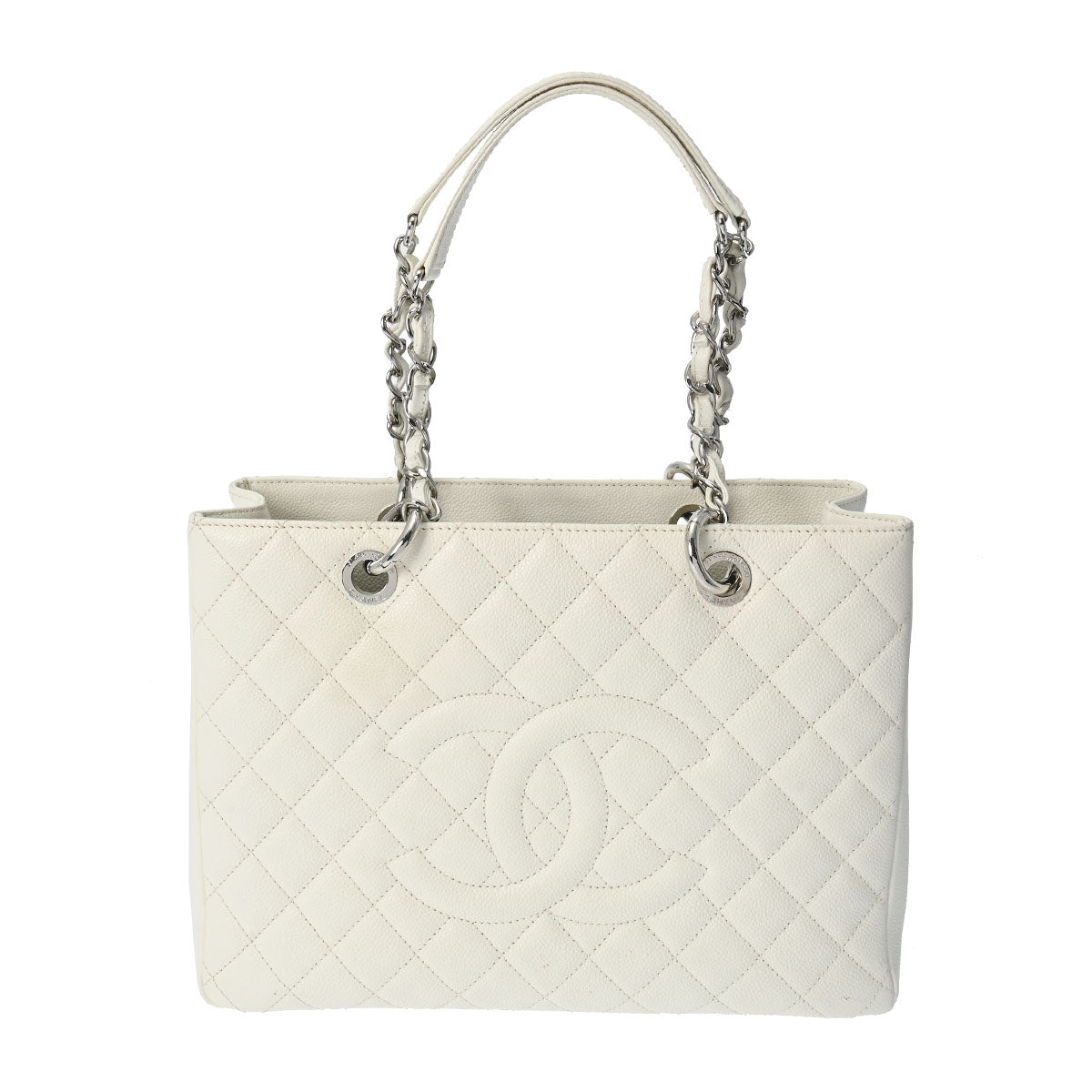 CHANEL シャネル GST グランドショッピングトート 白 A50995 レディース キャビアスキン トートバッグ Aランク 中古 