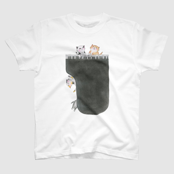 ピアノ猫のＴシャツ(白)