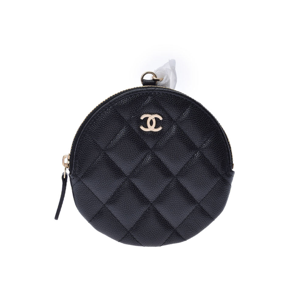 CHANEL シャネル ジップコインパース 黒 ゴールド金具 AP2083 レディース キャビアスキン コインケース Aランク 中古 