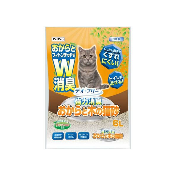 ペットプロジャパン デオフリー 強力消臭 おからと木の猫砂 6L FC470PK