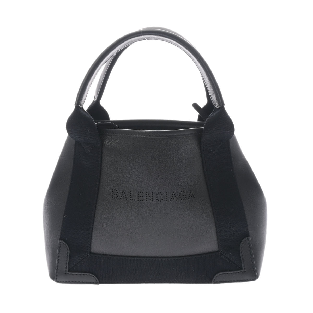 BALENCIAGA バレンシアガ ネイビーカバス XS 黒 シルバー金具 390346 レディース レザー ハンドバッグ Aランク 中古 