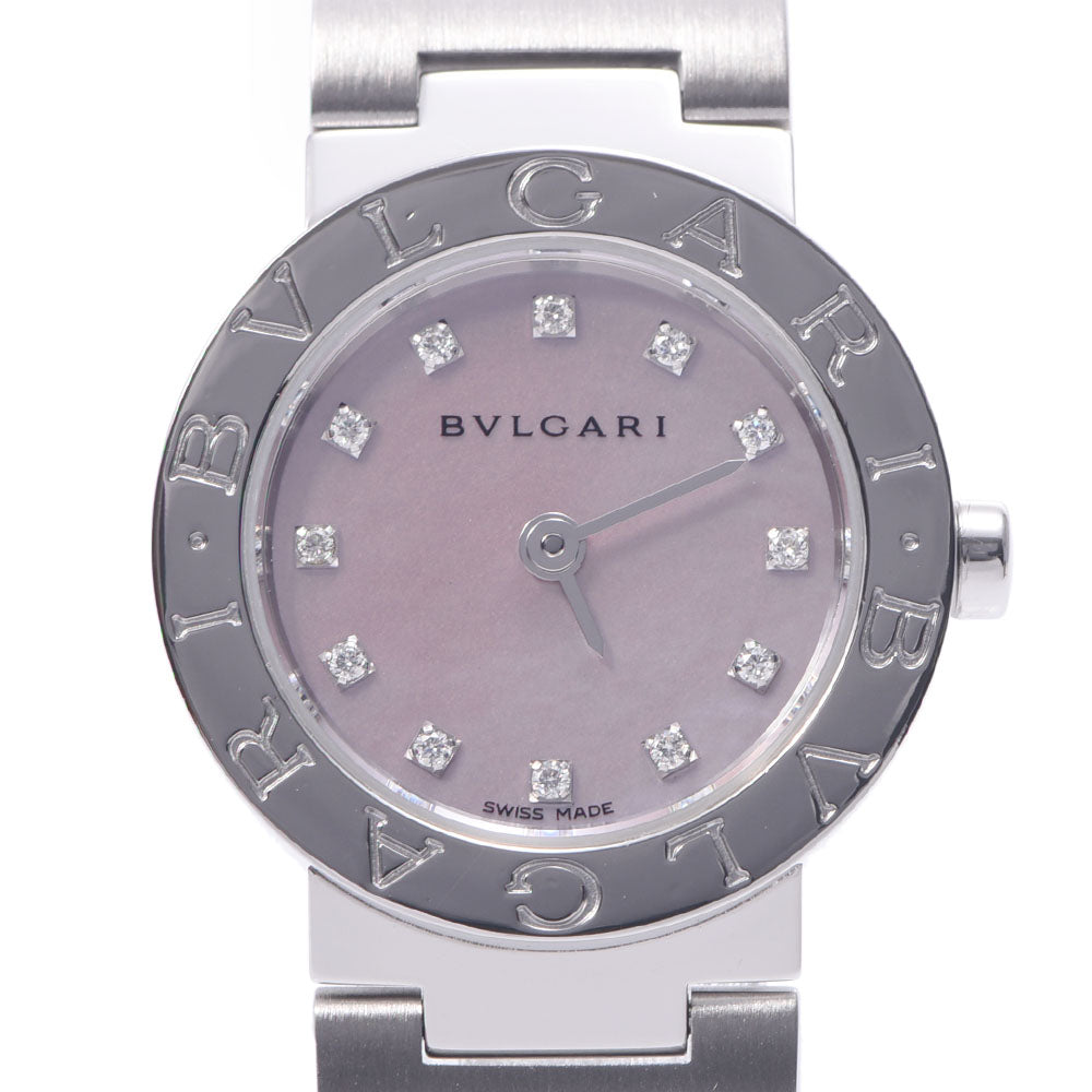 BVLGARI ブルガリ ブルガリブルガリ23 12Pダイヤ BB23SS レディース SS 腕時計 クオーツ ピンクシェル文字盤 Aランク 中古 