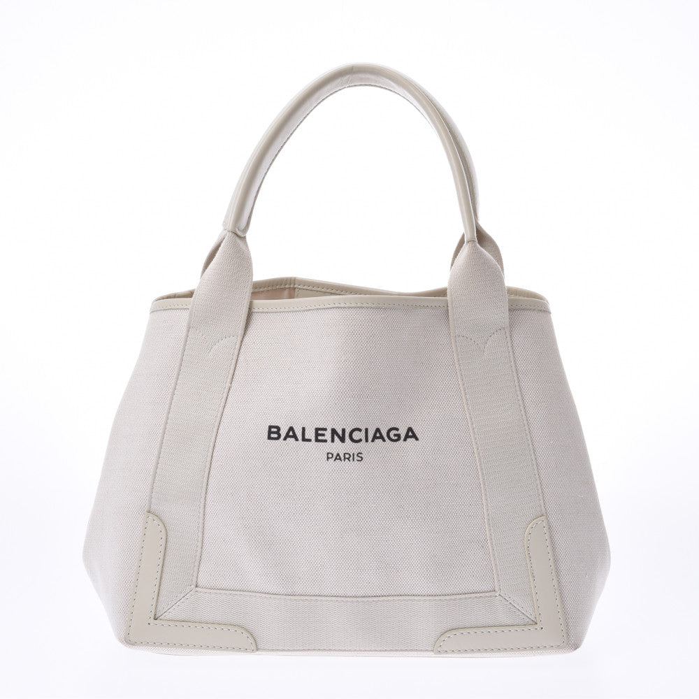 BALENCIAGA バレンシアガ ネイビーカバ オフホワイト ユニセックス キャンバス/レザー ハンドバッグ ABランク 中古 