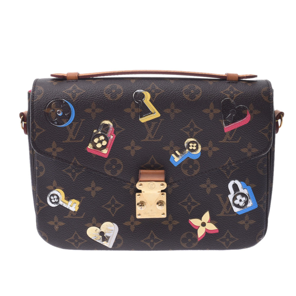 LOUIS VUITTON ルイヴィトン モノグラム ポシェットメティスMM ラブロック 2WAYバッグ ブラウン M44360 レディース モノグラムキャンバス ハンドバッグ Bランク 中古 