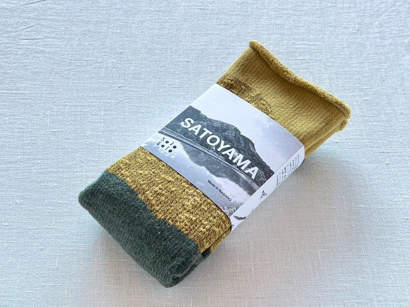 足袋型の草木染め靴下　SATOYAMA  socks. 25-27cmコブナクサ染め　yellow green