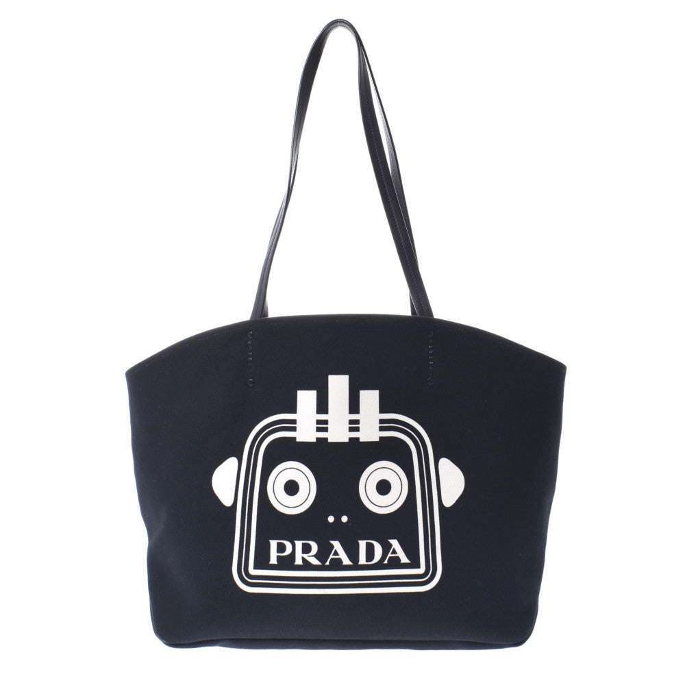 PRADA プラダ ロボット ポップアップストア限定 黒 ユニセックス キャンバス/レザー トートバッグ ABランク 中古 