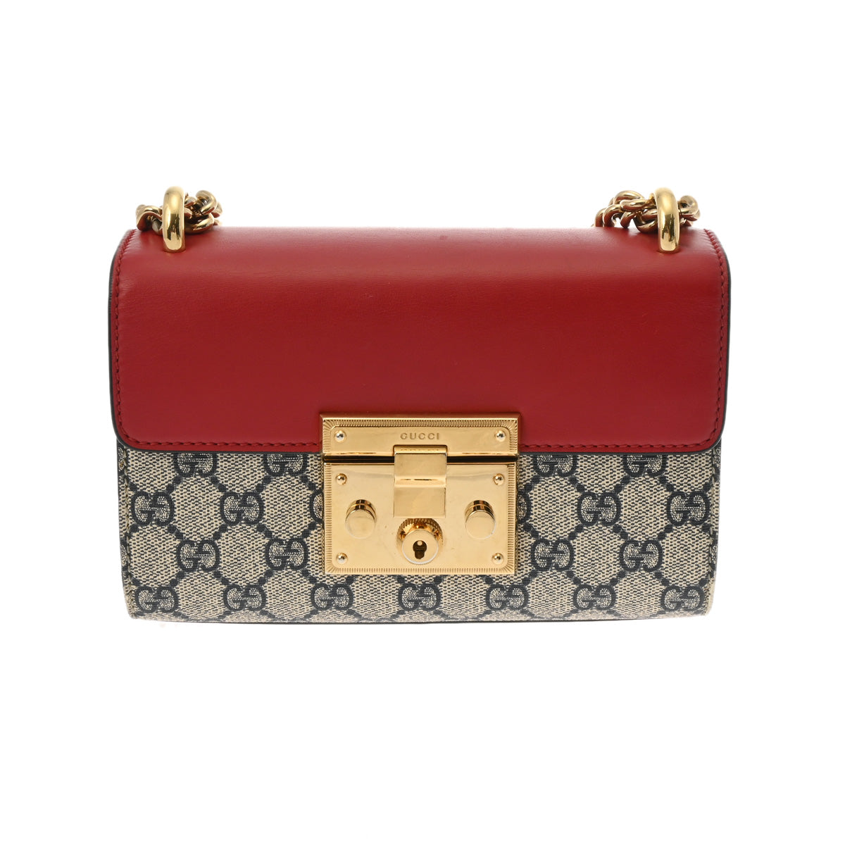 GUCCI グッチ GGスモール チェーンショルダー 赤/ネイビー/グレー系 409487 レディース レザー/PVC ショルダーバッグ Bランク 中古 