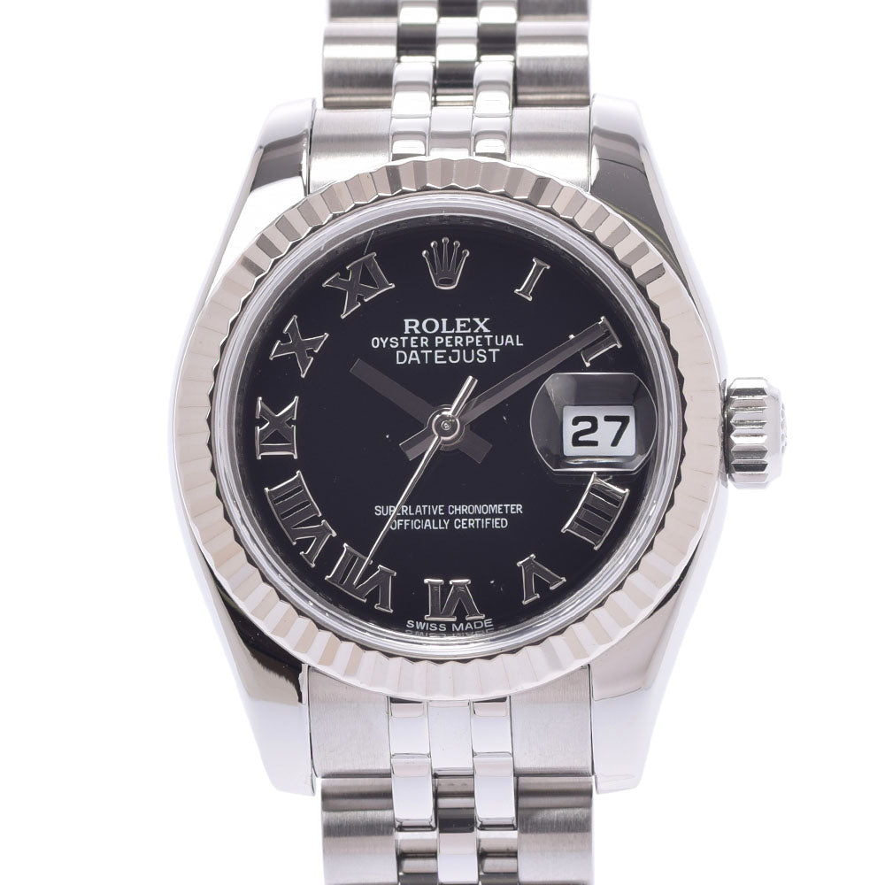 ROLEX ロレックス デイトジャスト 179174 レディース SS/WG 腕時計 自動巻き 黒文字盤 Aランク 中古 