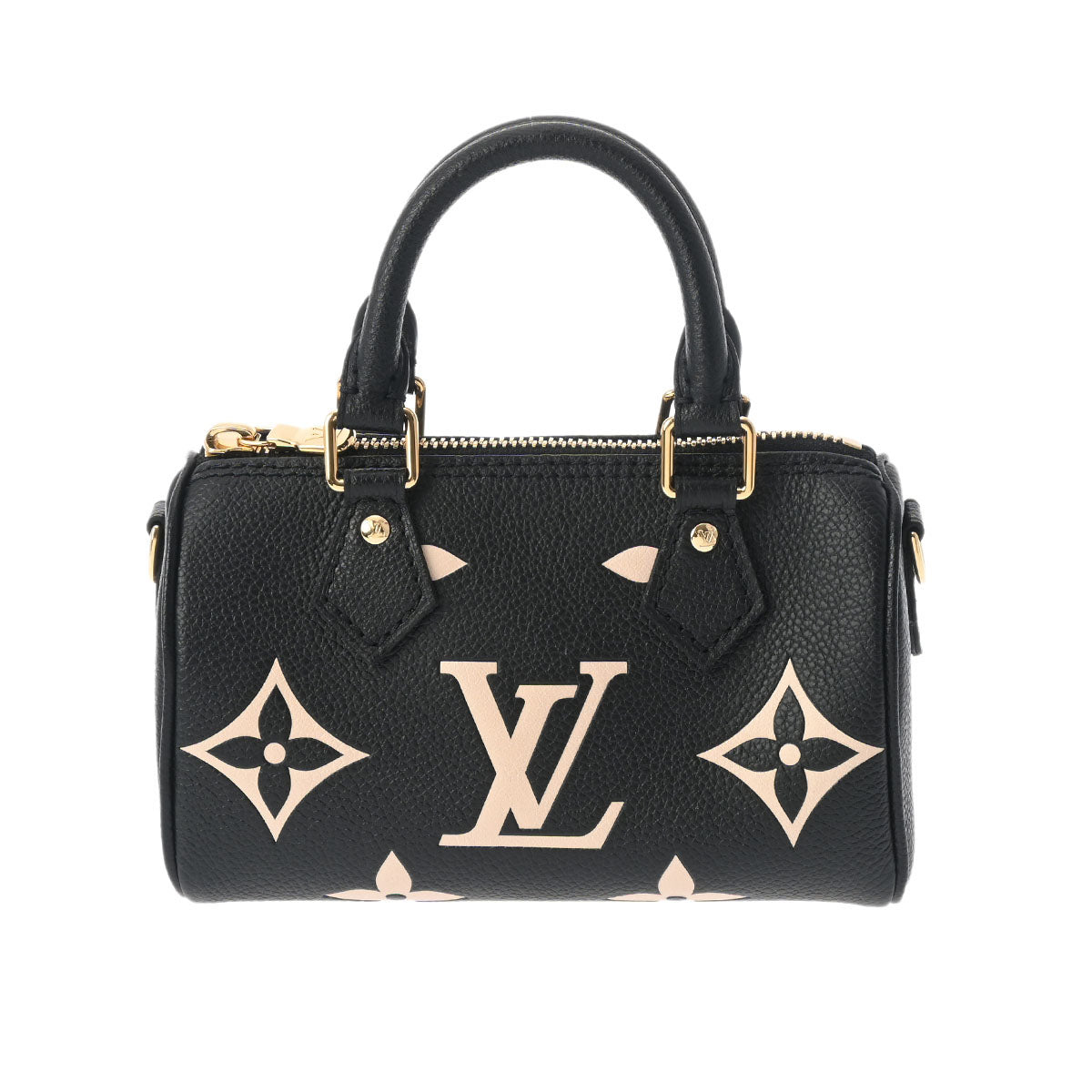 LOUIS VUITTON ルイヴィトン モノグラムアンプラント ナノスピーディ 2WAY 黒/ベージュ M81456 レディース レザー ハンドバッグ 未使用 