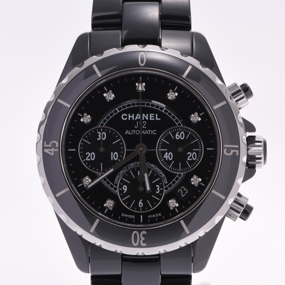 CHANEL シャネル J12 41mm 9Pダイヤ H2419 メンズ 黒セラミック 腕時計 自動巻き 黒文字盤 Aランク 中古 