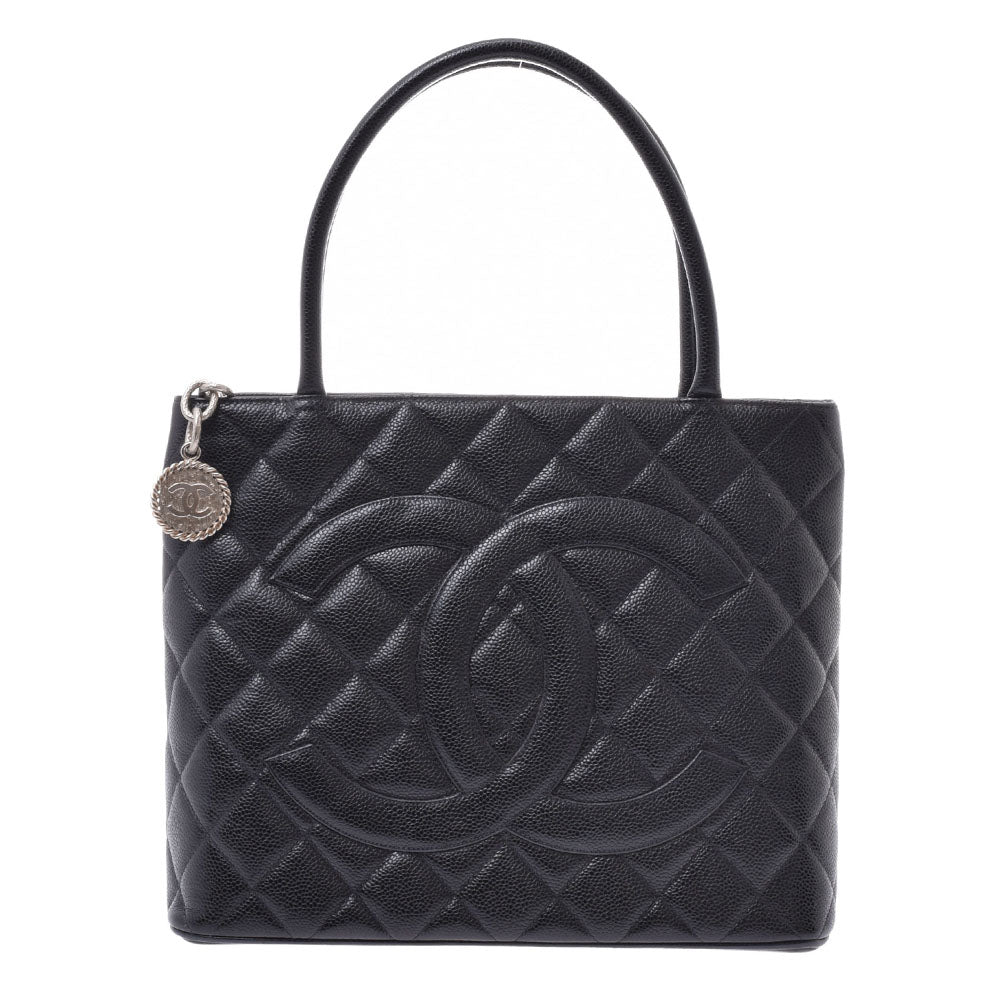 CHANEL シャネル 復刻トート 黒 シルバー金具 レディース キャビアスキン トートバッグ ABランク 中古 