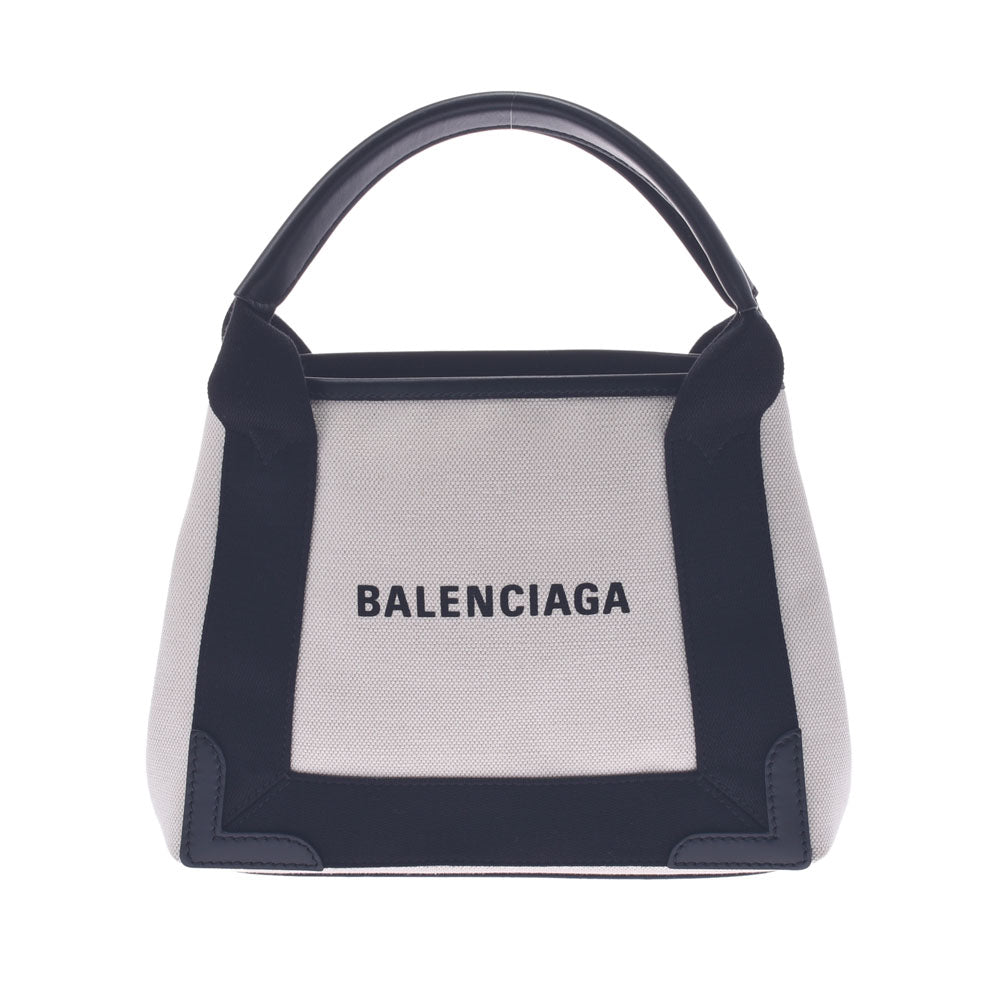 BALENCIAGA バレンシアガ ネイビーカバス XS 2WAYバッグ 白/黒 ユニセックス キャンバス/レザー ハンドバッグ Aランク 中古 